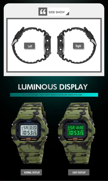 SKMEI 1628 Luxury Digital Men Watches Sports Waterproof Electronic Mens Wristwatches Military Back Light Clock 1988 Reloj Hombre