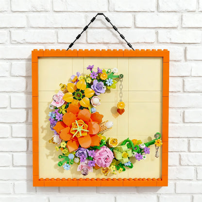 KNEW BUILT Innovative Building Block Flower 3D Photo Frame Ornament-Ideal DIY Decor,Gift for Girl,Wall Hanging & Educational Toy