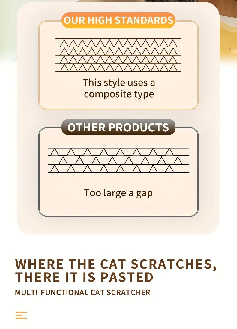 Wall-Mounted Cat Scratching Pad & Mat - Reinforced Sisal Surface for Claw Health, Space-Saving Design with Soft Ledge