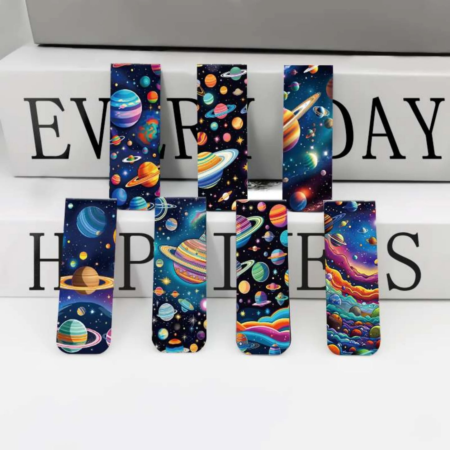 12pcs Space & Planet Themed Magnetic Bookmarks - Durable Paper Page Markers for Students, Teachers and Everyday Use