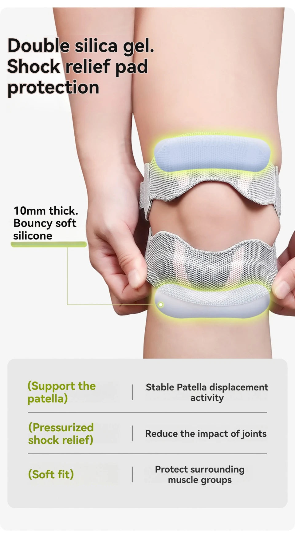 AOLIKES 1PCS Patella Knee Strap with Ergonomic Silicone Pad for Patellar Tendon Support, Adjustable Compression Knee Stabilizer