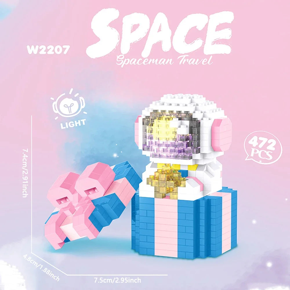 Knew Built Star Astronaut Minifigure LED Micro Mini Building Blocks Toys: Ultimate Space Enthusiast Collectible and Perfect Gift