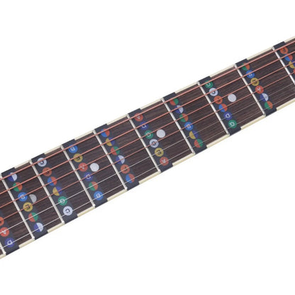 Miwayer Guitar Fretboard Notes Map Labels Stickers 6 String Transparent and Black Fingerboard Fret Decals for Guitar Beginner