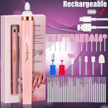 YIKOOLIN 5 in 1 Electric Nail Polish Drill Machine USB Charge Portable Manicure Set  Exfoliation and Polishing for Nail Salon