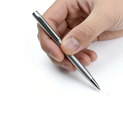 Mini Stainless Steel Metal Ballpoint Pen with 10 Replacement Refills Set, Portable Pocket Ballpen Compact Short Pen for Wallet