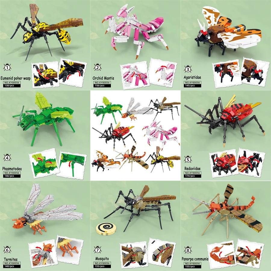 Mosquito Insects Building Blocks Toys Set - Long-Lasting Play for Kids, Great Collectible Models Orchid Mantis Redviidae & More