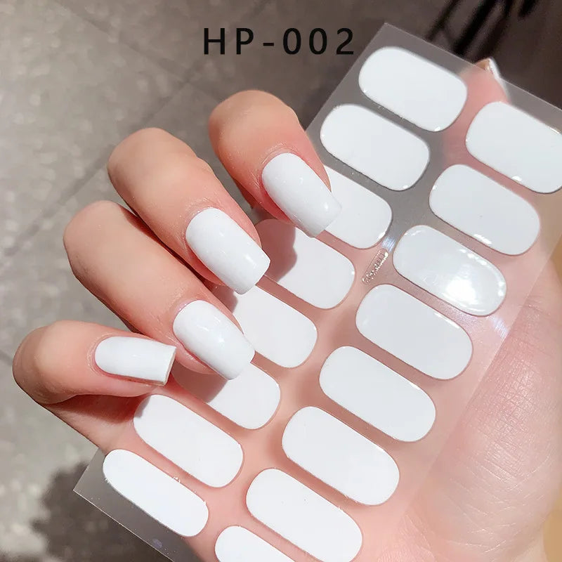 Semi Cured Wraps Fast Gel Nail Sticker Soild Nail Gel Wraps Adhesive Full Cover Gel Nail Decal UV Lamp Cured Manicure Decoration