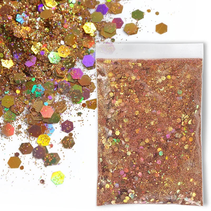 50g Chunky Glitter Holographic Laser Flakes Nail Glitter Powder For Jewelry Making Diy Resin Art Craft Fine Iridescent Sequins