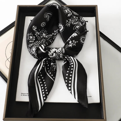 Luxury Brand Silk Square Paisley Scarf Women Satin Neck Hair Tie Band Soft Bandana Neckerchife 2025 Hijab Head Female Foulard