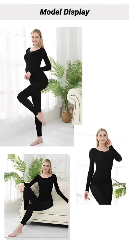 Warm Thermal Underwear Sexy Ladies Intimates Long Johns Women Shaped Sets Female Middle Collar Shaping Clothes Set Winter