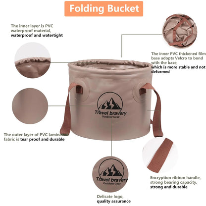 Outdoor Portable Folding Bucket, Picnic, Fishing Bucket, Camping, Water-filled Vegetables And Fruits (ForestGreen, 10L,5L)