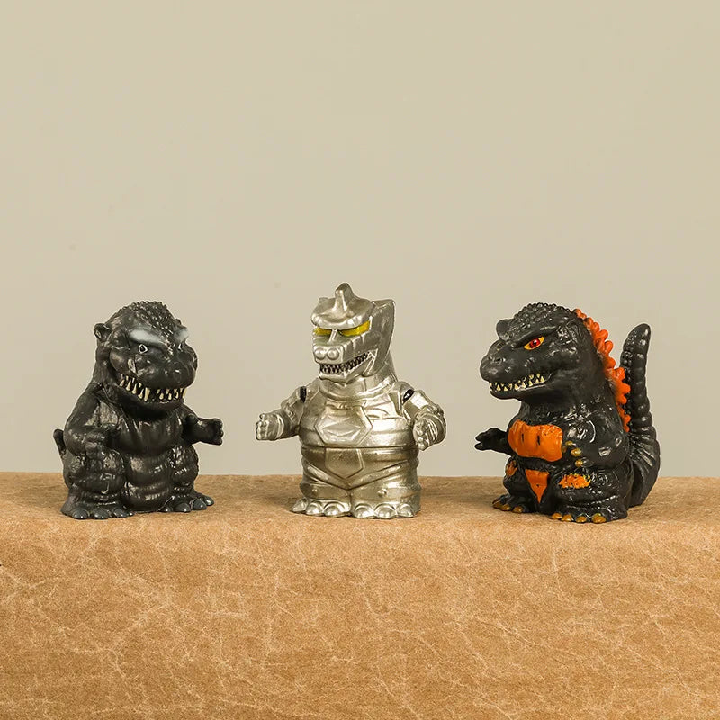 5pcs/set Mecha Godzilla Titanus Gojira King Ghidorah Finger Puppets Movie Cartoon Peripheral Action Figure Vinyl Doll Model Toy