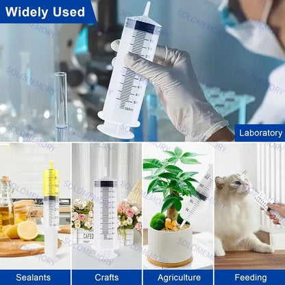 Durable Large Capacity Plastic Syringes - 100ml, 150ml, 250ml, 350ml, 550ml, 1000ml | Transparent Body with 99.82cm Measure