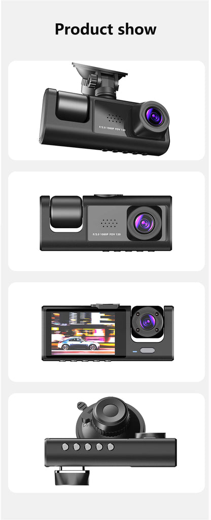Wifi 3 Channel Dash Cam Night Vision Loop Recording & 2" IPS Screen 1080P 2/3Camera DVR Recorder, Video Recorder, Vehicle DVR