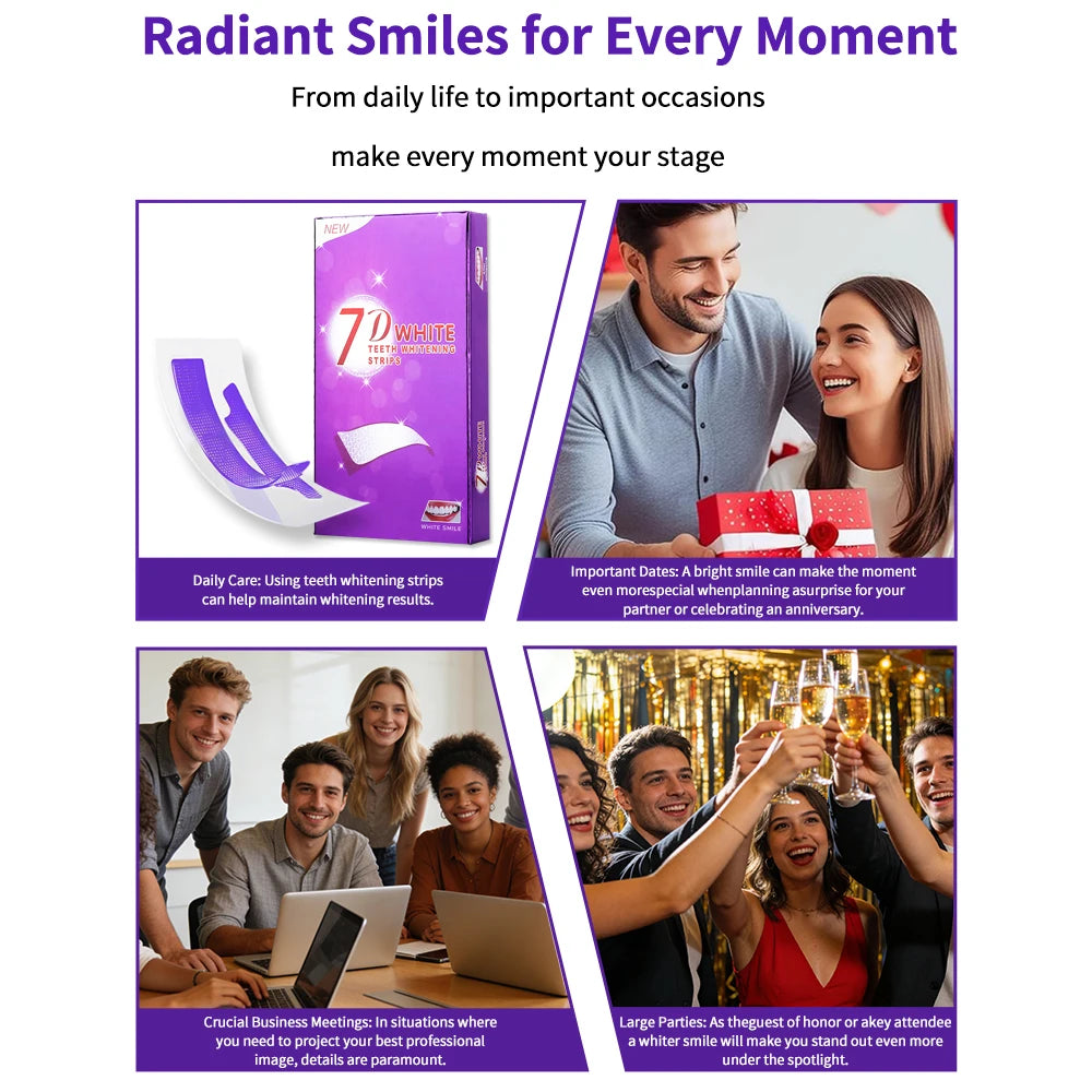 Purple Teeth Whitening Strip No Sensitive Teeth Bleaching Strip Colour Corrector Instant Teeth Clean Strip,At-Home Teeth Whiter