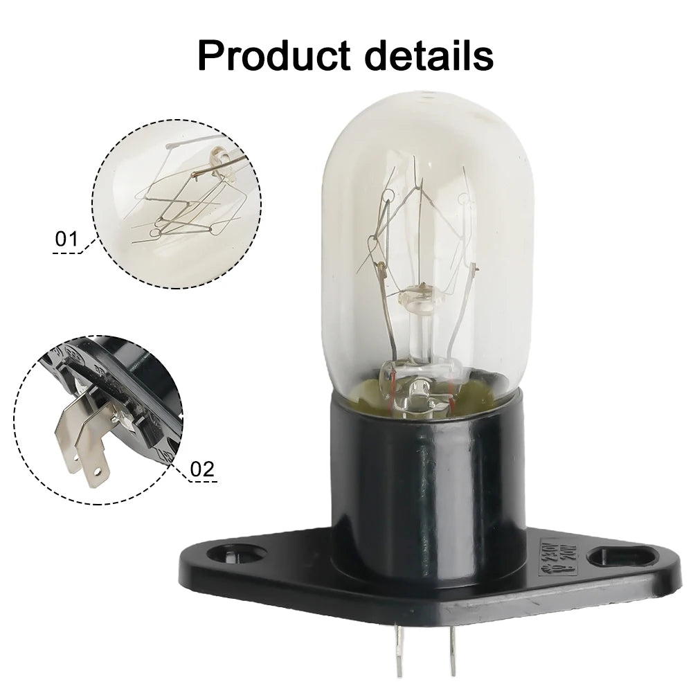2A 250V 20W Microwave Oven Bulb Refrigerator Lighting Bulb Base Design With Holder Replacement Universal