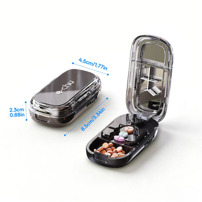 Pill Cutter & Storage Box – Quartering 1/2/1/31/4 Splitter, Portable Dustproof Tablet Divider Organizer with Crusher