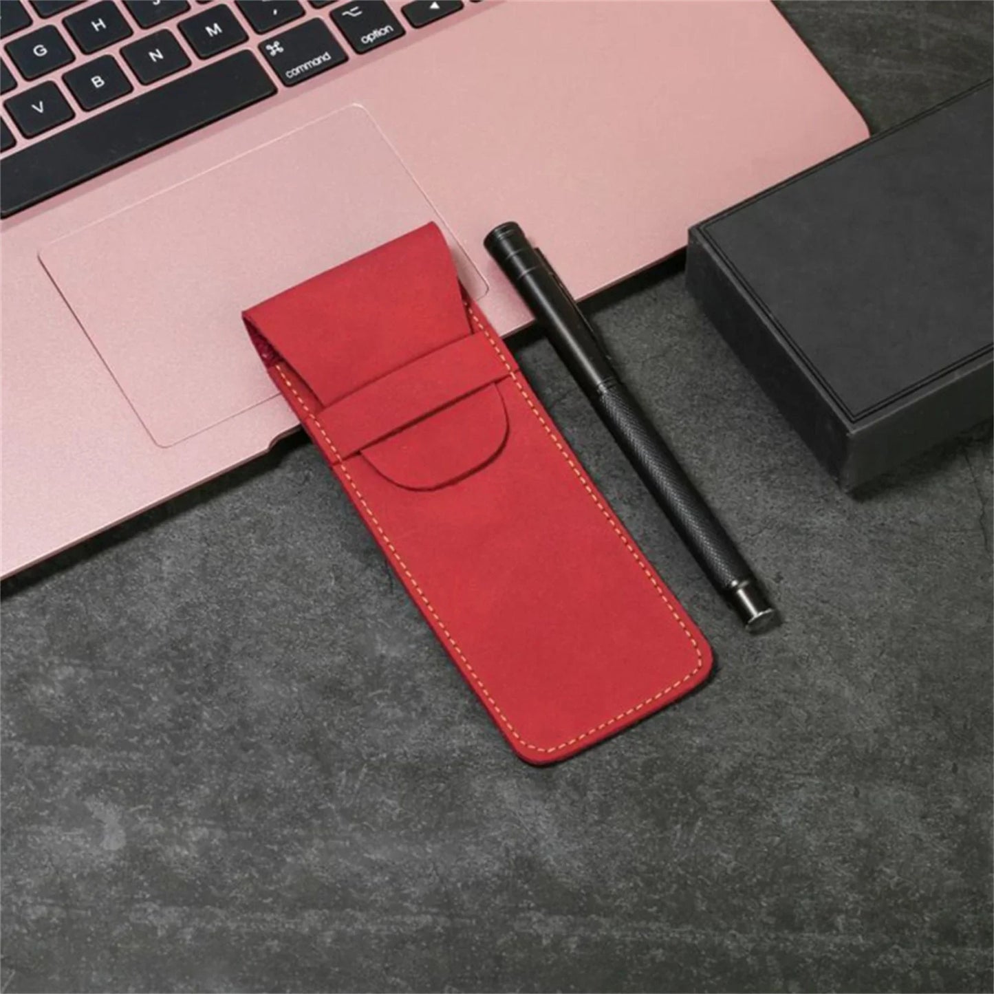 Vintage Frosted PU Leather Flap Pen Case High-end Fountain Pen Protective Sleeve Large Capacity Double Set of Pen Case