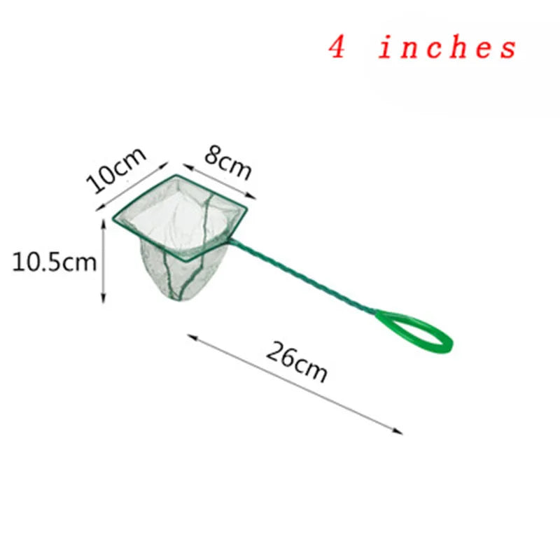 Large 3-12 Inches Fish Net Long Handle Square Aquarium Accessories Betta Shrimp Net Fishing Net Fish Tank Cleaning Tools