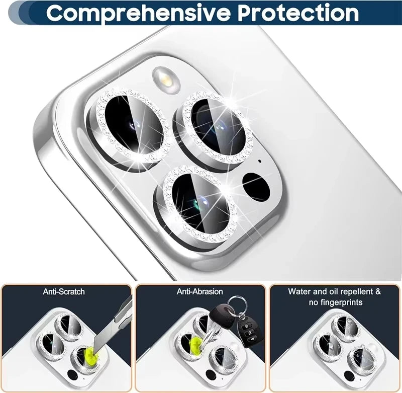 Glitter Diamond Rhinestone Camera Lens Protector for iPhone 17 18 Pro Max 16 16Pro 15 14 Plus 13 12 Mini 11 Air 17Pro 18Pro Max