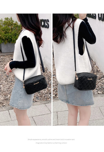2025 tassel women's small crossbody bag trend diamond grid embroidery camera women's shoulder bag fashion chain crossbody bag