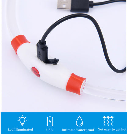 USB Charging Necklace Led Luminous Dog Collar Light , Flashing DIY Glowing Safety Anti Lost Cat Dogs Collar Accessories Supplies