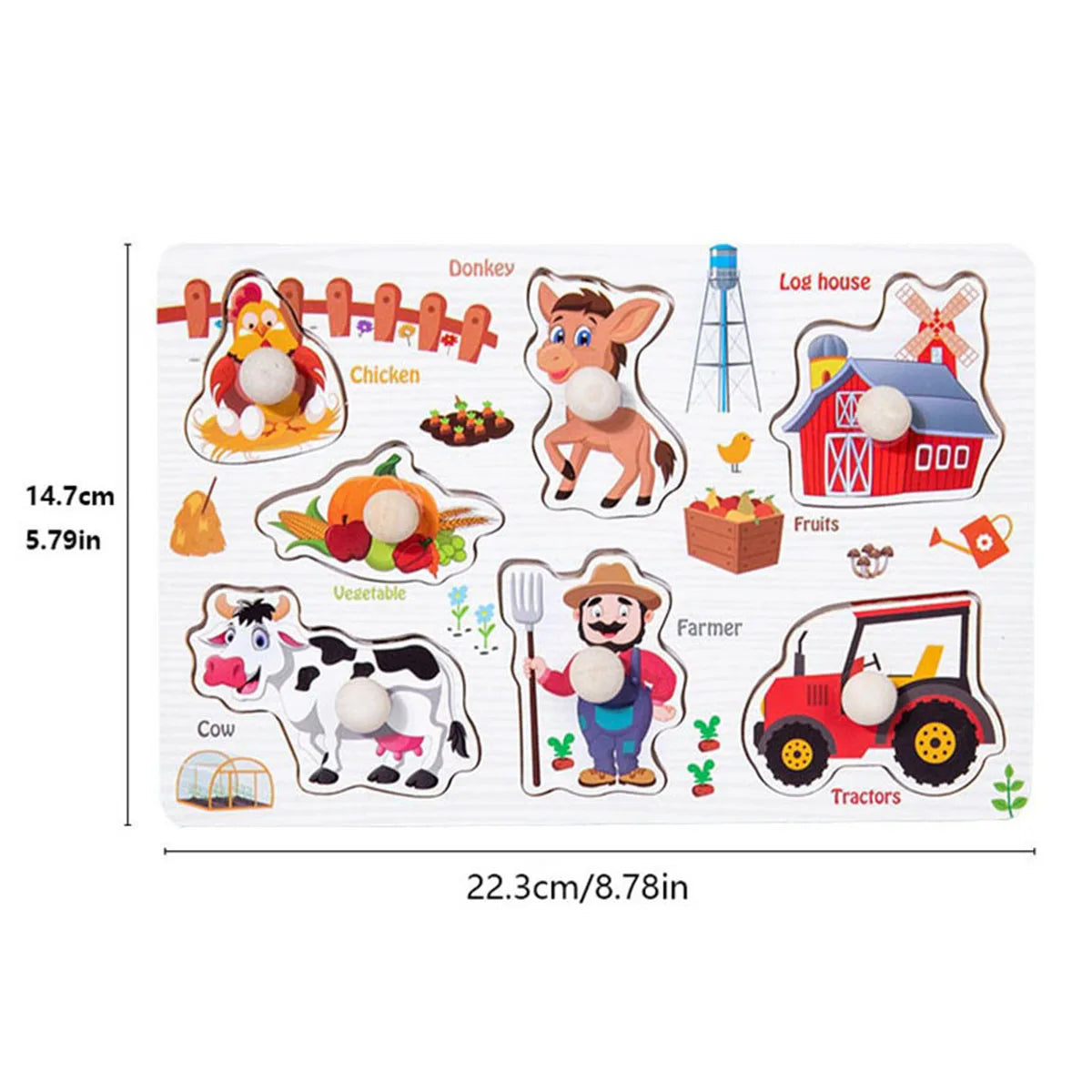 1pc Wooden Jigsaw Puzzle Kids Montessori Games Educational Toys for Children Animal Fruits Shapes Hand Grasp Board Wood Puzzles