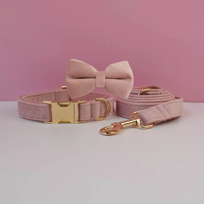 Velvet Collar Free Engrave Dog Collar Leash For Medium Big Pet Necklace Dog Accessories Dog Collars