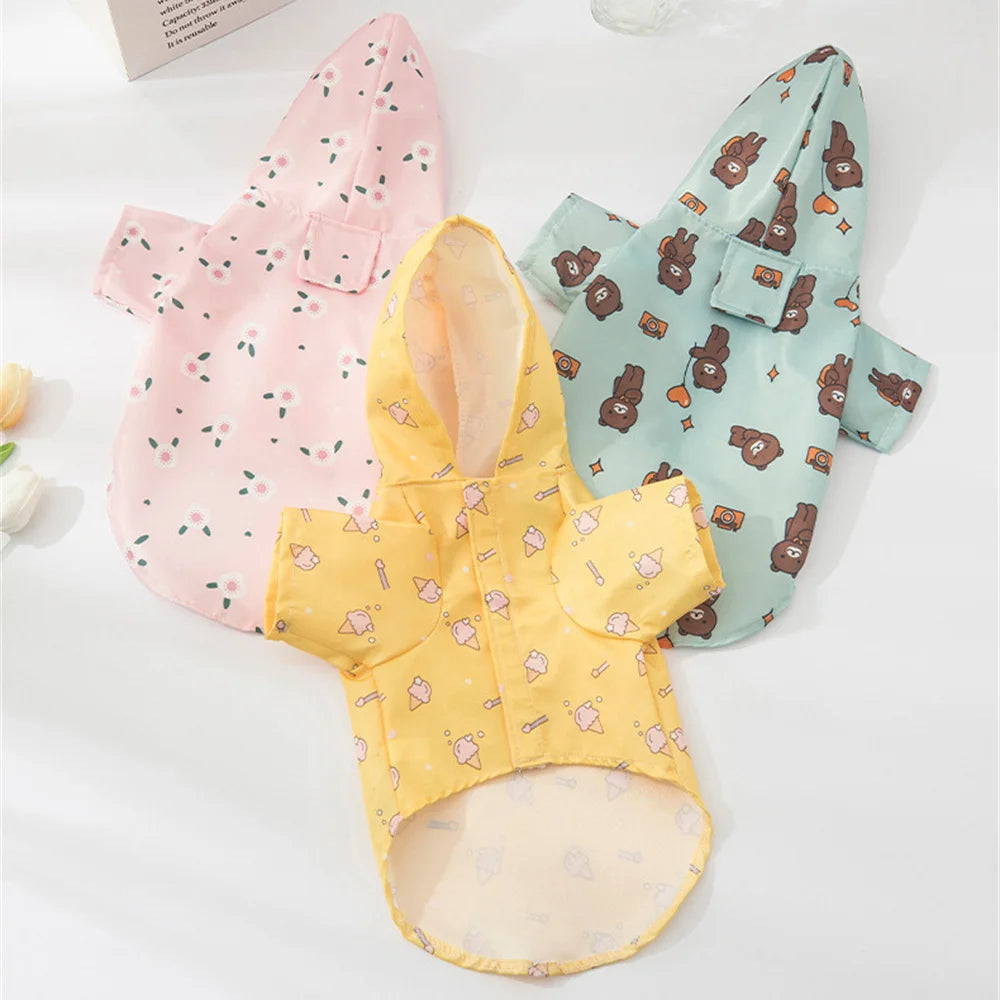 Cartoon Printed Dog Raincoat for Small Dogs Waterproof Pet Clothes Poodle Puppy Pomeranian Raincoats chubasquero para perros