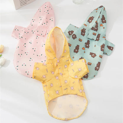 Cartoon Printed Dog Raincoat for Small Dogs Waterproof Pet Clothes Poodle Puppy Pomeranian Raincoats chubasquero para perros