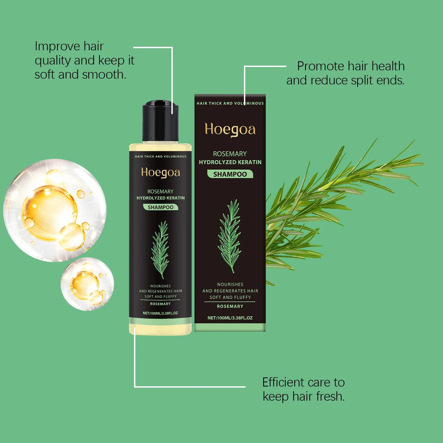 Natural Rosemary Hair Shampoo Reduce Hair Loss Clean Dandruff Nourish Moisturize Scalp Improve Hair Quality Hair Care Product