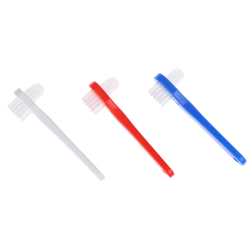1 Pcs T-shape Denture Dedicated Plastic Brush Toothbrush Dual Head False Teeth Brushes Cleaner For Oral Health