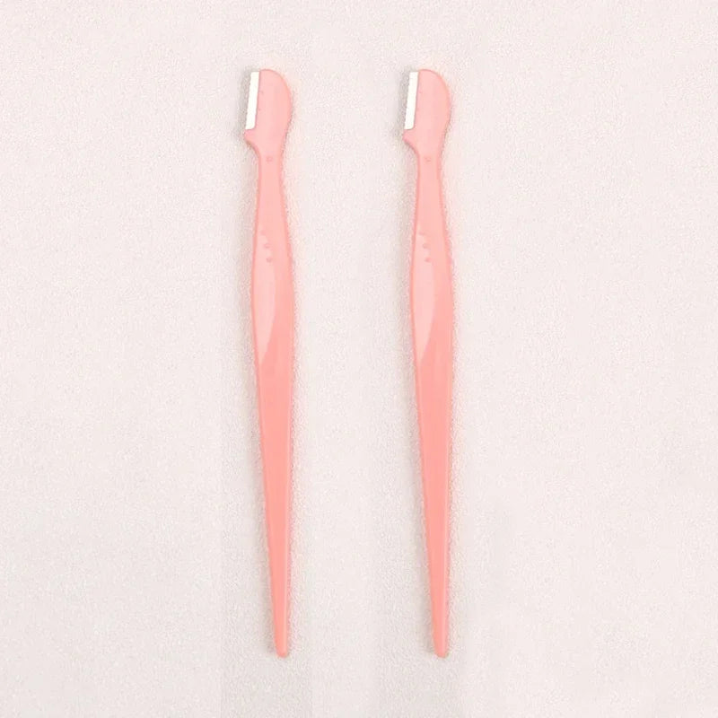 Karsyngirl 2/3/5Pcs Straight Handle Round Head Eyebrow Trimmer Beauty Tools Beginner Anti-scratch Eyebrow Trimmer Eyebrow Razor