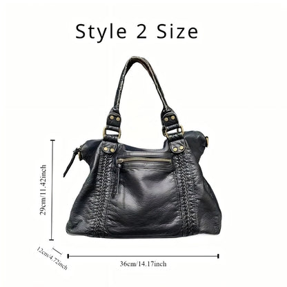 Soft Leather Retro Bag Shoulder Messenger Bag Large Capacity Tote Bag Y2K Motorcycle Bag
