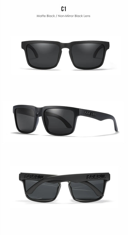 KDEAM Men's Polarized Sunglasses Square Casual Outdoors Sun Glasses Women Unisex Sunglass For Couple With Zipper Case