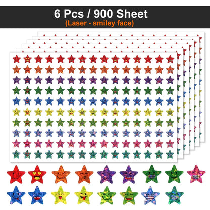 450-3000 Sheet Happy Face Stars Reward Sign Stickers Pack DIY Skateboard Suitcase Stationery Decals Decor Phone Laptop Gift Toys