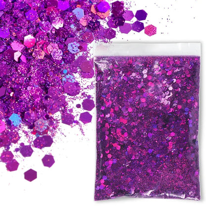 50g Chunky Glitter Holographic Laser Flakes Nail Glitter Powder For Jewelry Making Diy Resin Art Craft Fine Iridescent Sequins
