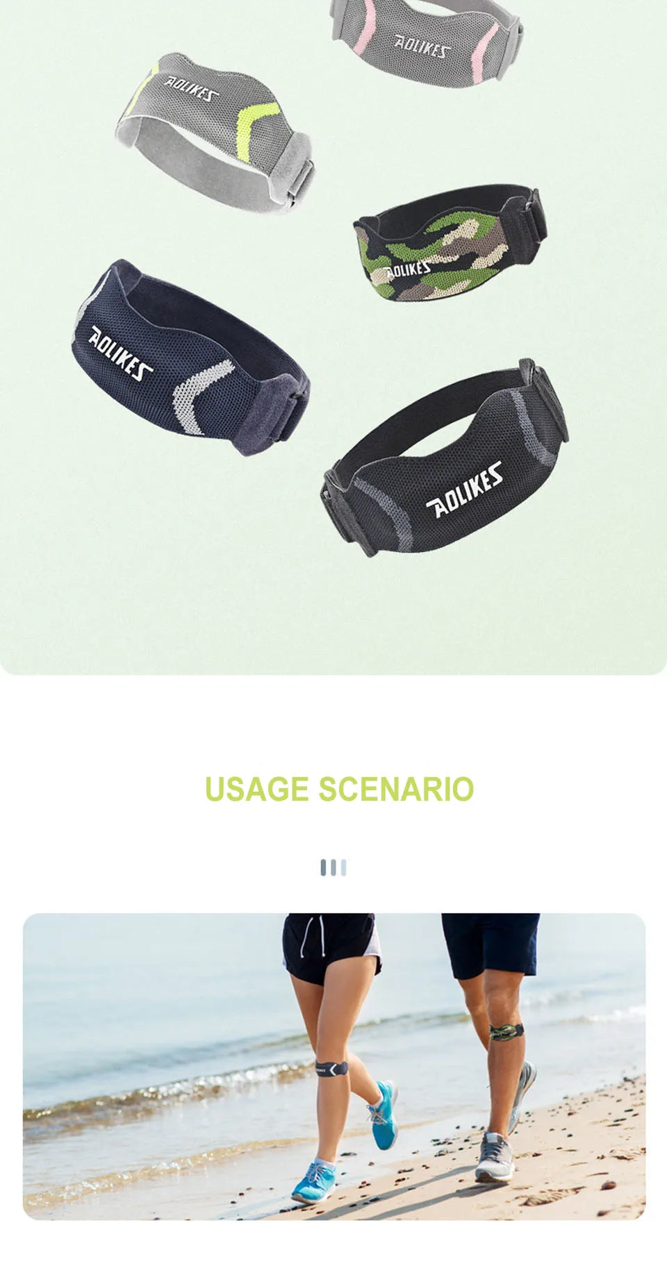 AOLIKES 1PCS Knee Braces for Knee Pain,Patella Knee Support Strap,Adjustable Patellar Tendon Stabilizer Band for Basketball