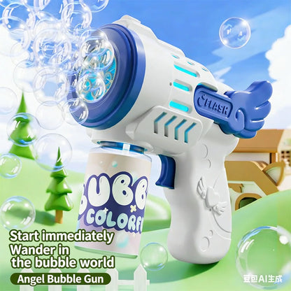 Fully Automatic Bubble Gun Rocket Bubbles Machine Automatic Blower with Bubble Liquid Toy for Kids Beach Outdoor Bubble Gifts