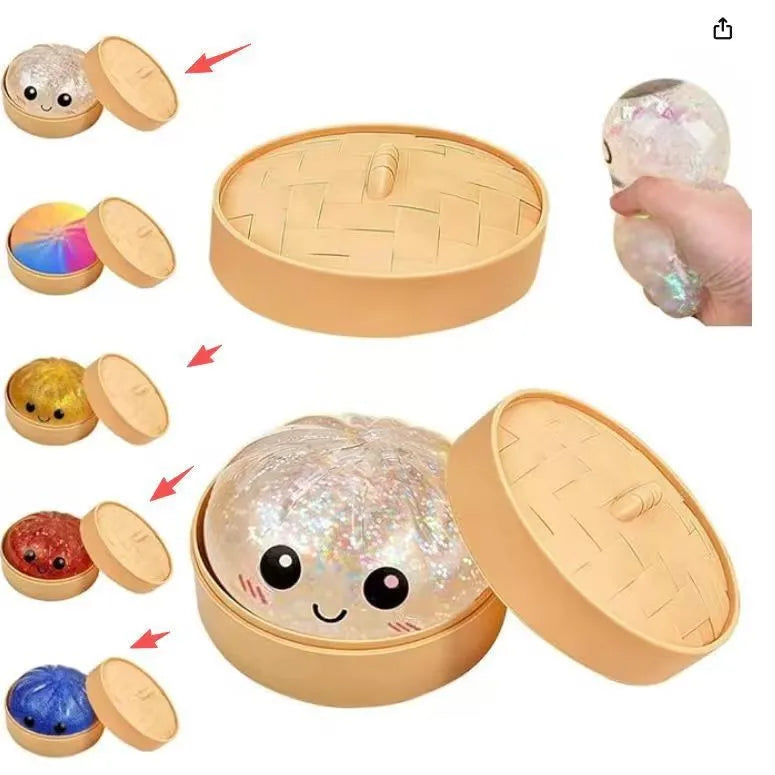 Giant Squishies Dumpling Bun Toy, Slow Rising Glitter Dumpling Stress Ball, Stress Relief Fidget Toy for Home Office Travel toys