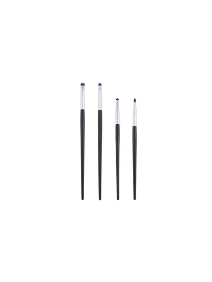 1 Set Of 4 Black Eye Detail Makeup Brushes Pony Hair Precision Eye Shadow Lying Silkworm Brightening Eyeliner Applicator Small
