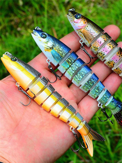 8 Segment Swimbait Fishing Lure 3pcs Set 135mm 19g Multi Jointed Slow Sinking Bionic 3D Eyes Fishing Bait Tool Fishing Tackles