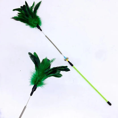 Cat Toy Feather Cats Sticks Teaser Cat Toys Interactive Spring Handle Kitten Toys with Bell Training Cats Stick Toy Pet Supplies