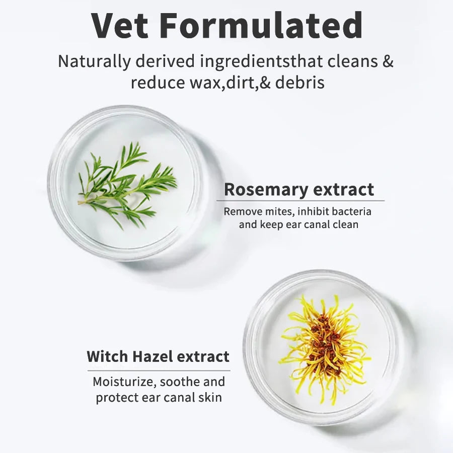 Pet Ear Wipes, Ear Cleaner Finger Wipes for Cats and Dogs, Soft & Easy Otic Cleaning Pads, Pet Supplies for Regular Soothing Odo