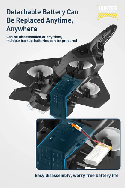 Remote Control Fighter Foam Glider Electric Stunt UAV Airplane Helicopter with LED Lights Aircraft Model RC Toy for Kids Boys