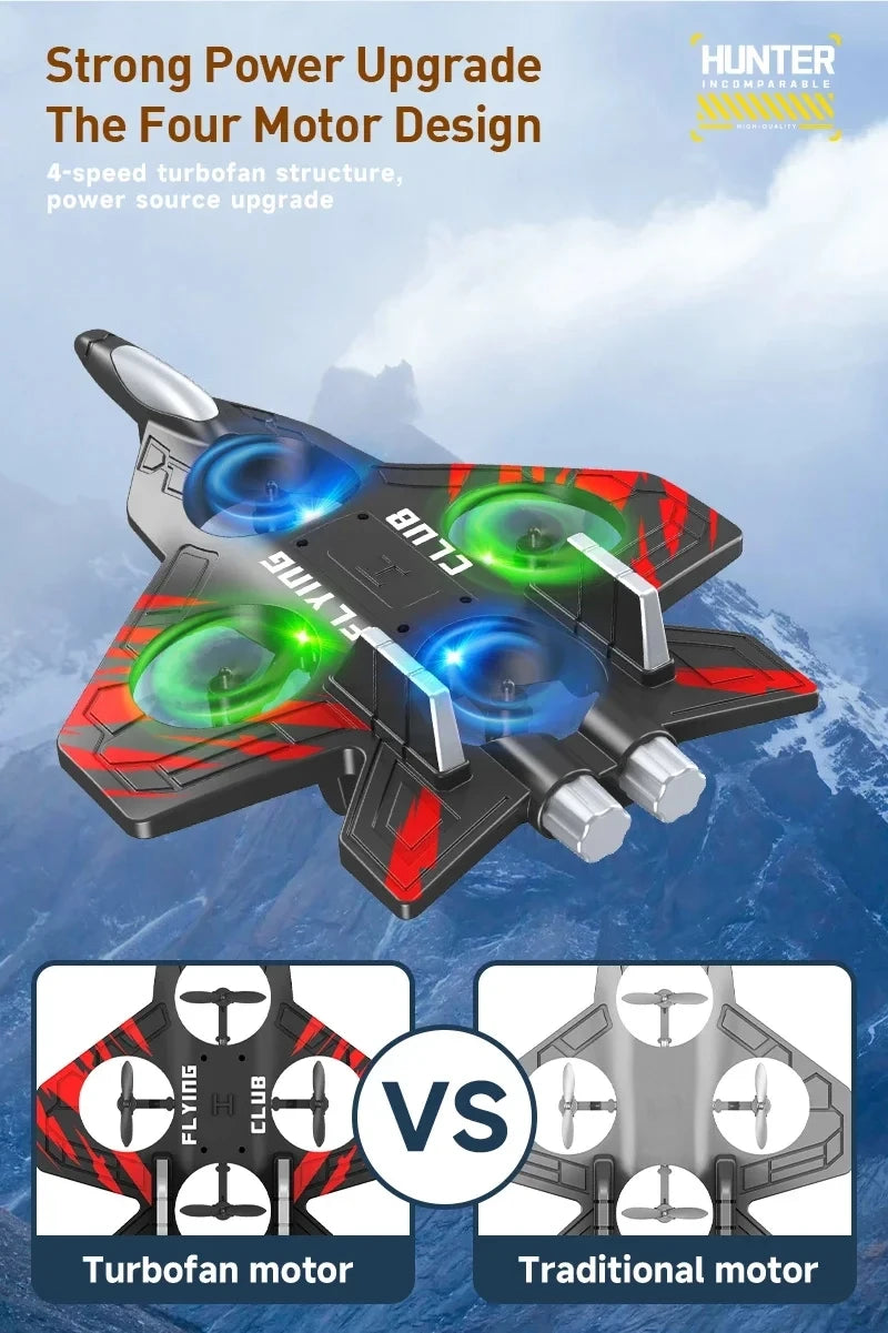 Remote Control Fighter Foam Glider Electric Stunt UAV Airplane Helicopter with LED Lights Aircraft Model RC Toy for Kids Boys