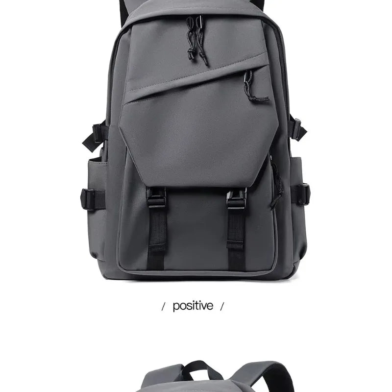 One 15 Inch Polyester Waterproof Solid Color Simple Men's Backpack Fashion Couple Student Computer Backpack