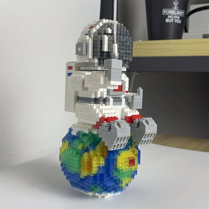 Astronaut Series Micro Mini Building Blocks with LED Lights, Enhances Desk Aesthetics, Pen Holder Assemble Brilliance the Cosmos