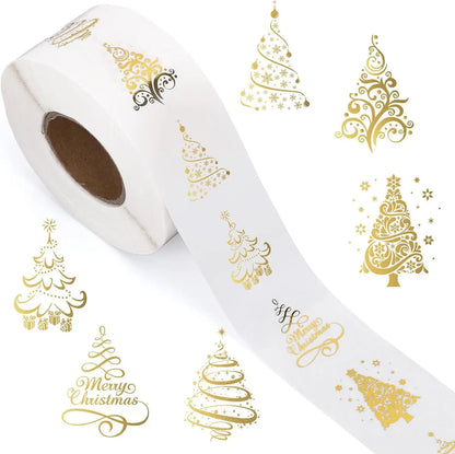 500pcs 1inch/2.5cm Clear Merry Christmas Stickers Presents Cards Tag Self Adhesive Seals Label Scrapbooking Stickers