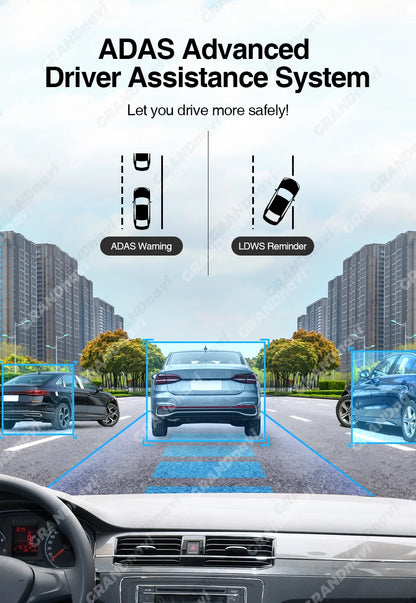 Grandnavi HD Car DVR Dash Cam ADAS Video 720P USB TF Card 16G/32G Auto Recorder for Android Multimedia Player DVD Voice Alarm